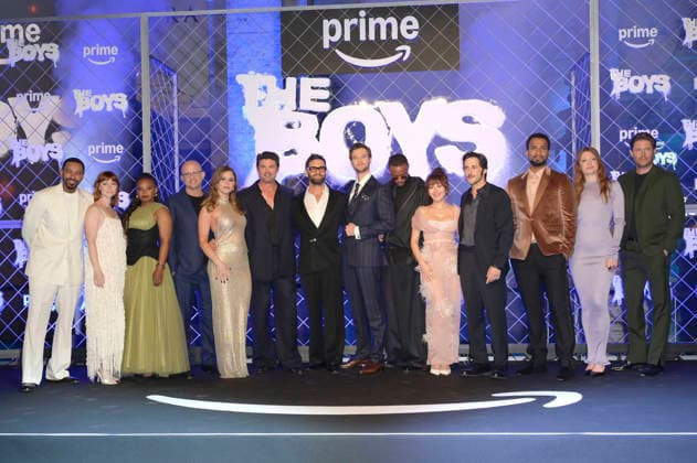 Laz Alonso, Valorie Curry, Susan Heyward, Erik Kripke, Erin Moriarty, Karl Urban, Antony Starr, Jack Quaid, Jessie T. Usher, Karen Fukuhara, Tomer Capone, Nathan Mitchell, Colby Minifie und Jensen Ackles bei der Weltpremiere der 5. Staffel der Amazon Prime Video Serie The Boys im Space Cinema Moderno. Rom, 19.03.2026