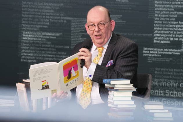 Buchmesse Leipzig GER, Leipzig,20260319, Buchmesse Leipzig, Messehalle , Denis Scheck, Best of druckfrisch, , Vorstellung von neuerscheinungen, ist Übersetzer und Journalist in Hörfunk und Fernsehen, Nichts