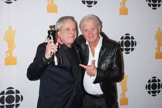 March 28, 2026, Hamilton, On, Canada: Vinny Cinquemani, left, recipient of the Walt Grealis Special Achievement Award, poses for a photo with Tom Cochrane during the 2026 Juno Awards Gala in Hamilton, Saturday, March 28, 2026. Hamilton Canada - ZUMAc35_ 20260328_zaf_c35_185 Copyright: xNickxIwanyshynx