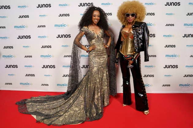 March 28, 2026, Hamilton, On, CAN: Samora, left, and Ammoye, nominated for Reggae Recording of the Year, on the red carpet at the 2026 Juno Awards Gala in Hamilton, Saturday, March 28, 2026. Hamilton CAN - ZUMAc35_ 20260328_zaf_c35_208 Copyright: xPeterxPowerx