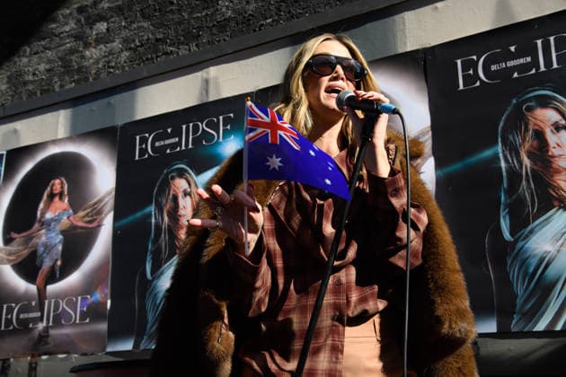 Australian Eurovision Contestant Delta Goodrem Performs at Popup Gig in Camden, London, UK - 2 April 2026 Australian singer Delta Goodrem - Australia s Eurovision 2026 Contestant, in partnership with Tim Tam, Australia™s favourite chocolatey biscuit, performs her Eurovision song Eclipse for the first time at a popup gig in Camden, London, England, UK on Thursday 2 April 2026., Credit:Justin Ng Avalon UK, England, London, Camden Copyright: xJustinxNgx xAvalonx 1088245480
