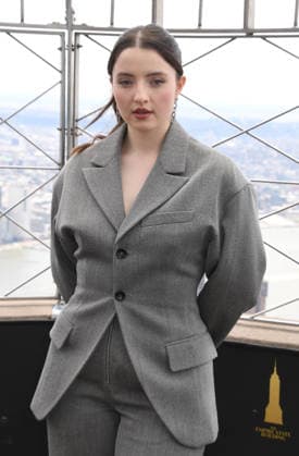 NEW YORK, NY- APRIL 7: Lucy Halliday pictured as the cast of Hulu™s The Testaments to Visit the Empire State Building Ahead of April 8 Premiere on April 7, 2026 in New York City. Copyright: xmpi099 MediaPunchx