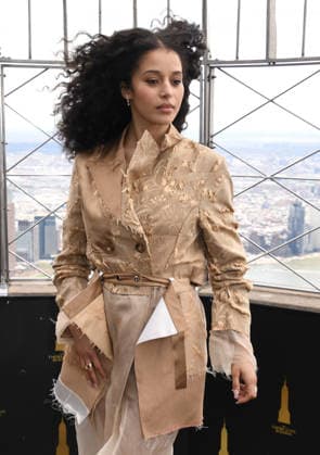 NEW YORK, NY- APRIL 7: Chase Infiniti pictured as the cast of Hulu™s The Testaments to Visit the Empire State Building Ahead of April 8 Premiere on April 7, 2026 in New York City. Copyright: xmpi099 MediaPunchx