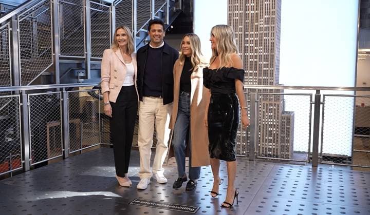 RECORD DATE NOT STATED Lauren Conrad, Stephen Colletti, and Kristin Cavallari of Laguna Beach: The Reunion Visit the Empire State Building. (NEW) Lauren Conrad, Stephen Colletti, and Kristin Cavallari of Laguna Beach: The Reunion Visit the Empire State Building. April 7, 2026, New York, USA: (L-R) Liz Gateley, creator of Laguna Beach, Stephen Colletti, Lauren Conrad and Kristin Cavallari members of the cast of Laguna Beach: The Reunion visit the Empire State Building for a photo opportunity ahead of the April 10 premiere on Roku. For the first time in 20 years, original Laguna Beach cast members Lauren Conrad, Stephen Colletti, Kristin Cavallari, Trey Phillips, Talan Torriero, Christina Schuller, Lo Bosworth, Dieter Schmitz, Jessica Smith, Morgan Olsen and mo Copyright: xJorgexEstrelladox