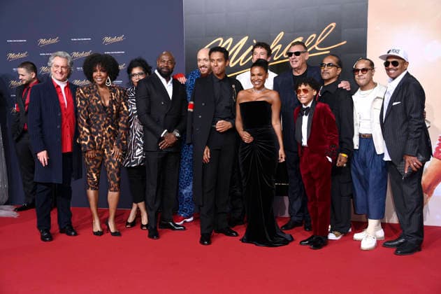 Bill Corso, Carla Farmer, Marci Rodgers, Antoine Fuqua, KeiLyn Durrel Jones, Jaafar Jackson, Nia Long, Miles Teller, Graham King, Juliano Krue Valdi, Rich & Tone Talauega und Marlon Jackson bei der Premiere des Kinofilms Michael in der Uber Eats Music Hall. Berlin, 10.04.2026