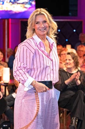 MDR - Riverboat. Moderatorin Kim Fisher anläßlich der Aufzeichnung der MDR - Talkshow Riverboat am 24.04.2026 in der Mediacity Leipzig. 20260424ADO0002