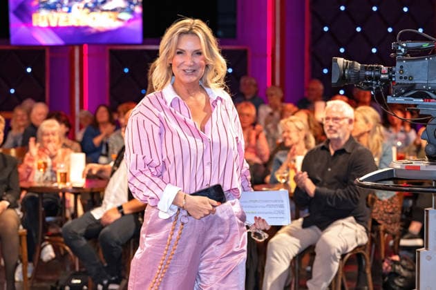 MDR - Riverboat. Moderatorin Kim Fisher anläßlich der Aufzeichnung der MDR - Talkshow Riverboat am 24.04.2026 in der Mediacity Leipzig. 20260424ADO0003