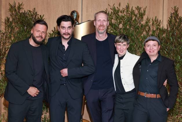 Deutscher Filmpreis, Nominiertenabend Team In die Sonne schauen, Sebastian Heyser, Claudio Demel, Kai Tebbel, Evelyn Rack, Billi Mind, Nominiertenabend, Deutscher Filmpreis, Landesvertretung Nordrhein-Westfalen, Berlin Datum: 25.04.2026
