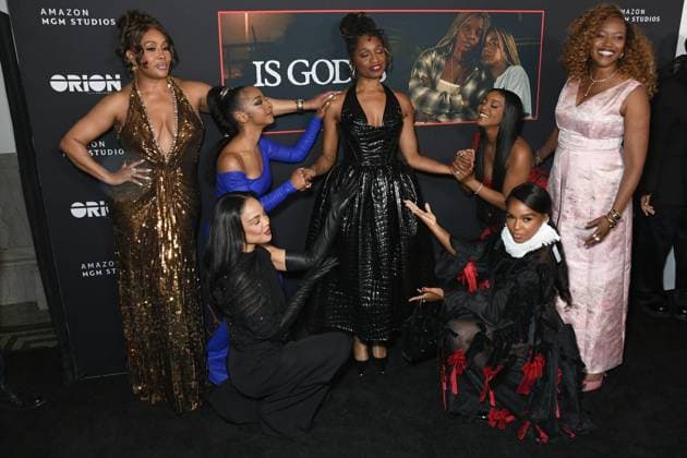 Vivica A. Fox, Tessa Thompson, Kara Young, Janelle Monae, Aleshea Harris, Mallori Johnson, Erika Alexander at arrivals for IS GOD IS Premiere, Brooklyn Academy of Music (BAM) Rose Cinema, New York, NY, April 27, 2026. Photo By: Quoin Pics Everett Collection IS GOD IS Premiere PUBLICATIONXNOTxINxCANxCHNxFRAxITAxJPNxNORxPOLxRUSxESPxUKxUSA