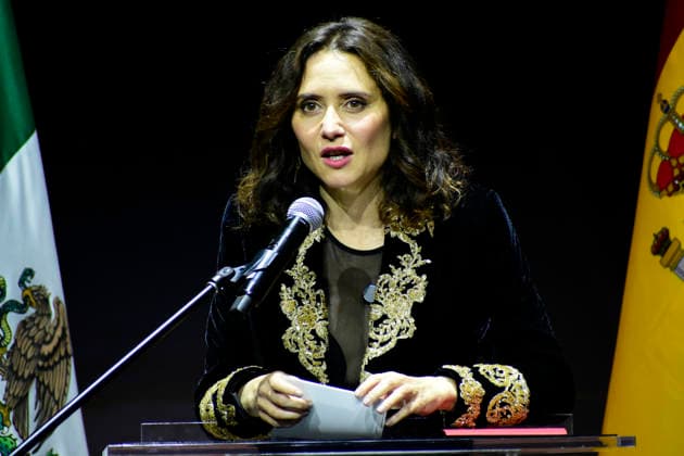 The President of the Community of Madrid, Isabel Diaz Ayuso, speaks during the meeting â€oeCelebration of Evangelization and Miscegenation in Mexico: Malinche and Cortes,†as part of her Working visit to Mexico at Fronton Mexico. on May 4, 2026, in Mexico City, Mexico. Mexico City Mexico - ZUMAe321 20260504_zia_e321_011 Copyright: xLuisxBarronx