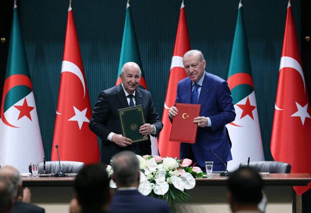 Turkish President Recep Tayyip Erdo?an presented his Algerian counterpart, Abdelmadjid Tebboune, Turkish President Recep Tayyip Erdo?an presented his Algerian counterpart, Abdelmadjid Tebboune, with the Order of the Republic following a joint press conference at the Presidential Complex in Ankara, after a meeting of the High-Level Strategic Council and the signing of cooperation agreements between the two countries. Ankara, Turkey, on May 7, 2026. Photo by Turkish presidency apaimages Istanbul Istanbul Turkey 080526_Turkey_TPO_00(4) Copyright: xapaimagesxTurkishxpresidencyx xapaimagesx