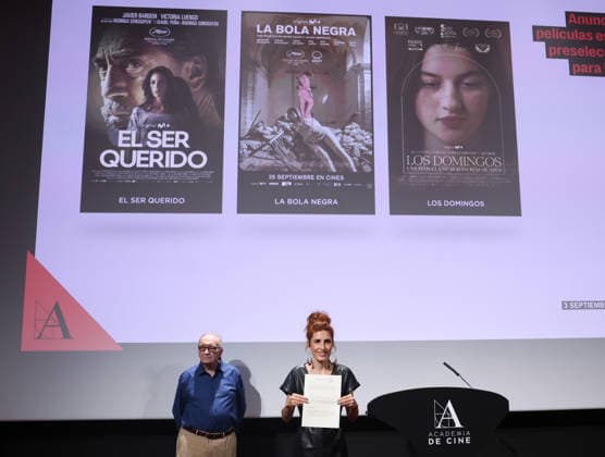 The Film Academy announces the Spanish films shortlisted for the Oscars. The president of the Film Academy, Fernando Méndez Leite, and actress Miriam Garlo during the announcement of the Spanish films shortlisted for the Oscars, at the Film Academy, on September 3, 2026, in Madrid, Spain. *El ser querido*, directed by Rodrigo Sorogoyen; *La bola negra*, directed by Javier Ambrossi and Javier Calvo; and *Los domingos*, directed by Alauda Ruiz de Azúa, are the films shortlisted by members of the Spanish Film Academy to represent Spain at the 99th Academy Awards in the Best International Feature Film category. Academy members will select the final nominee on September 16. SEPTEMBER 3, 2026 Marta Ferná, Madrid, Spain Copyright: xMartaxFernandezx 7745985
