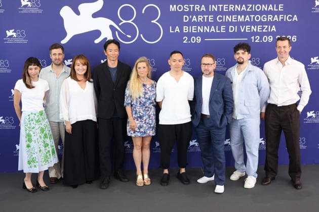 Venice 2026 Sumo Spirit Weighs Nothing Photocall NB Hiyori Onozaki, Rutger Hoedemaekers, Maiko Yamaguchi, Yusuke Kamata, Sigrid Dyekjaer, Erik Daich Shirai, Teddy Leifer, Sam Stanley, and Frederick Shanahan attending the Sumo: Spirit Weighs Nothing Photocall as part of the 83th Venice International Film Festival at the Lido in Venice, Italy on September 03, 2025. Photo by Nasser Berzane ABACAPRESS.COM Venice Italy Copyright: xBerzanexNasser ABACAx