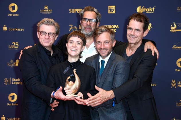 Hendrik Handloegten, Liv Lisa Fries, Achim von Borries, Volker Bruch und Tom Tykwer bei der 32. Verleihung der Goldenen Henne 2026 in der Leipziger Messe. Leipzig, 04.09.2026