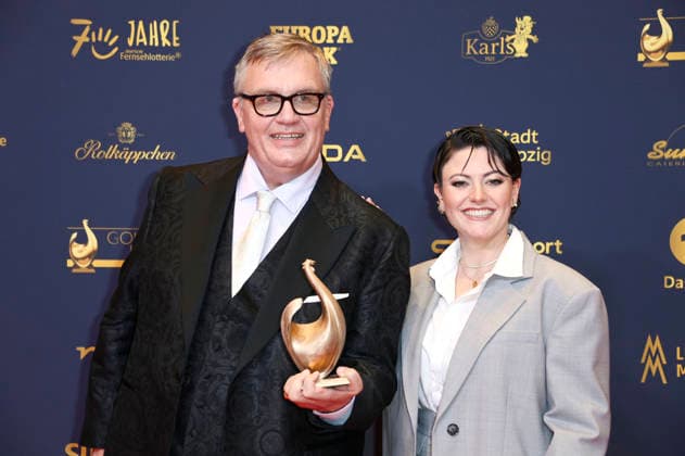 Hape Kerkeling und Tahnee Schaffarczyk bei der 32. Verleihung der Goldenen Henne 2026 in der Leipziger Messe. Leipzig, 04.09.2026