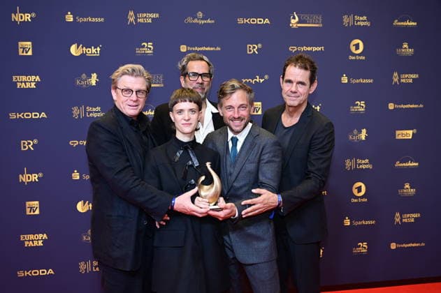 Hendrik Handloegten, Liv Lisa Fries, Achim von Borries, Volker Bruch und Tom Tykwer bei der 32. Verleihung der Goldenen Henne 2026 in der Leipziger Messe. Leipzig, 04.09.2026 Copyright: xMatthiasxWehnertx