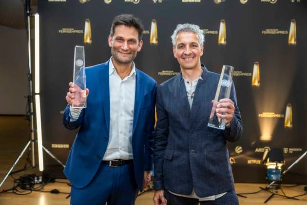 ABB KREATIVE- Preistraeger Auszeichnung Die Auszeichnung für das Beste Buch Unterhaltung geht an Christian Ehring und Dietmar Jacobs zu Gast bei der Gala Die Nacht der Kreativen Der Deutsche Fernsehpreis 2026 in der Flora am 08.09.2026 in Koeln NRW Deutschland