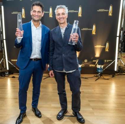 ABB KREATIVE- Preistraeger Auszeichnung Die Auszeichnung für das Beste Buch Unterhaltung geht an Christian Ehring und Dietmar Jacobs zu Gast bei der Gala Die Nacht der Kreativen Der Deutsche Fernsehpreis 2026 in der Flora am 08.09.2026 in Koeln NRW Deutschland