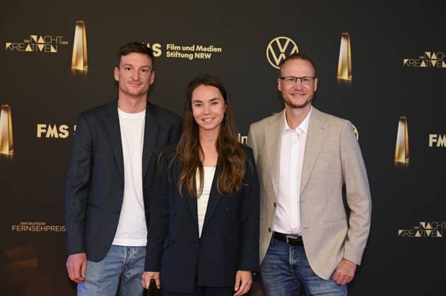Eike Köhler, Kim Kristin Mauch und Björn Kurtenbach, Team der NDR Dokuserie Minentaucher, kommt zur Gala und Verleihung bei Die Nacht der Kreativen im Rahmen der Veranstaltung Der deutsche Fernsehnpreis 2026