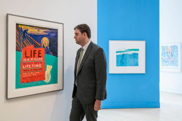 September 11, 2026, London, London, UK: LONDON, UK. (L) Lifeâ€⠢ by David Hockney (Estimate £20,000â€30,000) and (C) Lithographic Water Made of Lines, Crayon, and a Blue Wash by David Hockney (Estimate £100,000â€150,000) at a preview of upcoming autumn auctions at Phillips in Berkeley Square. The David Hockney, Modernism and Editions Evening and Online auctions take place in September. London UK - ZUMAl94_ 20260911_zaf_l94_005 Copyright: xStephenxChungx