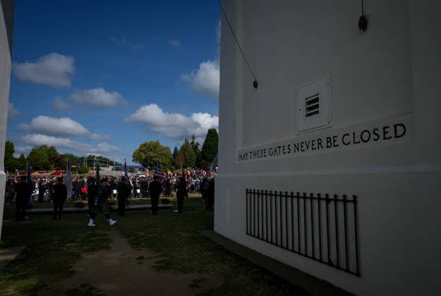 September 11, 2026, Surrey, Bc, CANADA: People gather before the Northwest 9 11 Memorial ceremony at the Peach Arch monument on the Canada-U.S. border between Surrey, B.C., and Blaine, Wash., in Surrey, B.C., on Friday, Sept. 11, 2026. Surrey CANADA - ZUMAc35_ 20260911_zaf_c35_145 Copyright: xDarrylxDyckx
