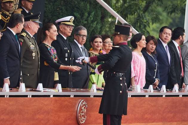 September 13, 2026, Ciudad De Mo Xico, Mexico: MEXICO Ciudad De Mo Xico, MEXICO - SEPTEMBER 13, 2026: The President of Mexico, Claudia Sheinbaum Pardo, presides over the ceremony marking the 179th Anniversary of the Heroic Deed of the Boy Heroes of Chapultepec. She is accompanied by Secretary of National Defense Ricardo Trevilla Trejo, Secretary of the Navy Admiral Raymundo Pedro Morales oÂngeles, President of the Supreme Court Hugo Aguilar Ortiz, and members of the cabinet. The ceremony took place at the Altar to the Homeland in Chapultepec Park, Mexico City. Ciudad De Mo Xico Mexico - ZUMAq101 20260913_zna_q101_121 Copyright: xJuanxPerezxPuentex