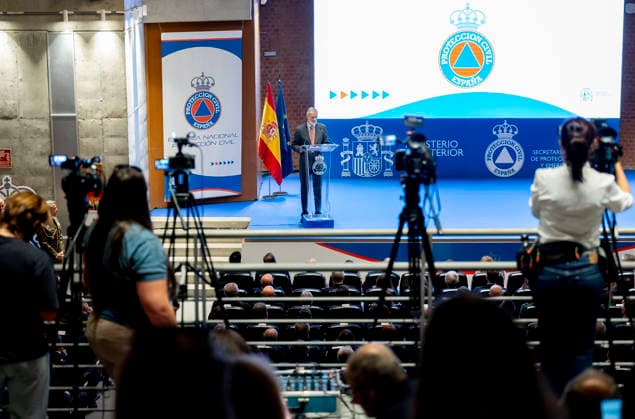 The King Presides Over the Opening of the 2026–2027 Academic Year at the National School of Civil Protection King Felipe VI speaks during the opening of the 2026–2027 academic year at the National School of Civil Protection on September 15, 2026, in Rivas Vaciamadrid, Madrid, Spain. The King presides over the opening of the academic year to mark the renovation of the school’s facilities, where students will receive specialized training in civil protection from the General State Administration and other entities with which the school maintains collaborative relationships. SEPTEMBER 15, 2026, Rivas Vaciamadrid, Madrid, Rivas Vaciamadrid, Madrid, Spain Copyright: xAlbertoxOrtegax 7776411
