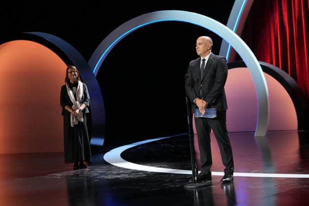 The 74th San Sebastián International Film Festival Kicks Off FIPRESCI Vice President Paola Casella presents the FIPRESCI Award to the vice president of Warner Spain, Carlos Prada, who accepts it on behalf of Paul Thomas Anderson for his film *One Battle After Another* during the opening of the 74th edition of the San Sebastián International Film Festival at the Kursaal Conference Center and Auditorium on September 18, 2026, in San Sebastián, Guipúzcoa, Basque Country, Spain. The San Sebastián Film Festival kicks off its 74th edition this Friday, September 18—running through September 26—with one of the largest gatherings of stars in recent years, featuring names such as Brad Pitt, Penélope Cruz, Orlando Bloom, Rami Malek, Jeremy Irons, and Copyright: xUnanuex 7784570