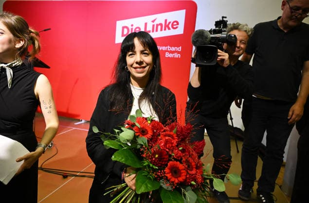 Die Linke Berlin Party Conference in Berlin BERLIN, GERMANY - SEPTEMBER 25: Die Linke (The Left Party) candidate for Berlin Governing Mayor Elif Eralp attends the extraordinary session of the 10th State Party Congress of the Die Linke (The Left Party) to assess the election results in Berlin on September 25, 2026. Mayor candidate Elif Eralp also took part in the conference. Volodymyr Sindieiev Anadolu Berlin Germany. Editorial use only. Please get in touch for any other usage. Copyright: x2026xAnadoluxVolodymyrxSindieievx