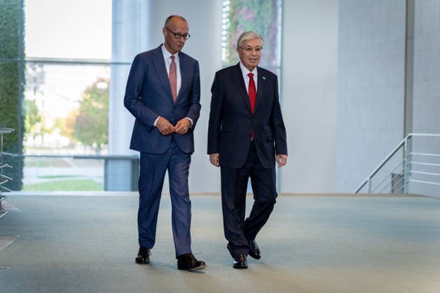Friedrich Merz, Bundeskanzler, Staatspräsident, Kasachstan, Kassym-Schomart Tokajew Berlin, Bundeskanzleramt, Friedrich Merz, Bundeskanzler, Staatspräsident, Kasachstan, Kassym-Schomart Tokajew Berlin Berlin GER