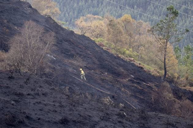 Forest fire in Ourol, Lugo, which has burned 50 hectares, has been stabilized. A firefighter works at the scene of the fire on September 30, 2026, in Ourol, Lugo, Galicia, Spain. The Regional Ministry of Rural Affairs has reported that the wildfire still burning in the town of Ourol, in the province of Lugo, has been stabilized after burning an area of about 50 hectares. SEPTEMBER 30, 2026 Ourol, Lugo, Galicia Ourol, Lugo, Galicia, Spain Copyright: xCarlosxCastrox 7810807