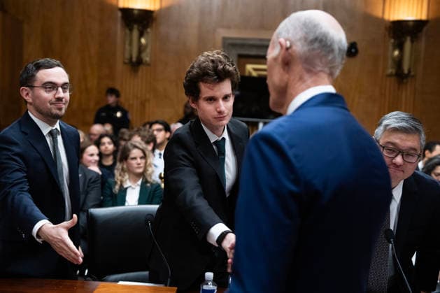 Rogue AI Hearing UNITED STATES - SEPTEMBER 30: Sen. Rick Scott, R-Fla., greets, from left, Chris Painter, president of the Model Evaluation and Threat Research, Marius Hobbhahn, CEO of Apollo Research, and Paul Ohm, professor of law at the Georgetown University Law Center, during the Senate Homeland Security and Governmental Affairs Subcommittee on Disaster Management, District of Columbia, and Census hearing titled Rogue AI: Securing the Homeland Against AI Agent Attacks, in Dirksen Senate Office Building on Wednesday, September 30, 2026. (Tom Williams CQ Roll Call) Washington DC United States EDITORIAL USE ONLY Copyright: x2026xCQ-RollxCall,xInc.x TomxWilliamsx rollcallpix173108