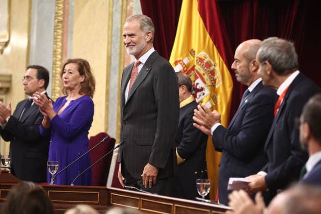 Opening of the 12th Ibero-American Parliamentary Forum at the Congress: José Manuel Albares, Minister of Foreign Affairs, the European Union, and Cooperation; Francina Armengol, President of the Congress; King Felipe VI; Pedro Rollán, President of the Senate; and the Ibero-American Secretary General, Andrés Allamand, during the 12th Ibero-American Parliamentary Forum at the Congress of Deputies on October 1, 2026, in Madrid, Spain. The meeting brings together Ibero-American parliamentarians to address the challenges of AI, democracy, gender equality, and parliamentary diplomacy. OCTOBER 1, 2026, Madrid, Spain Copyright: xEduardoxParrax 7811797