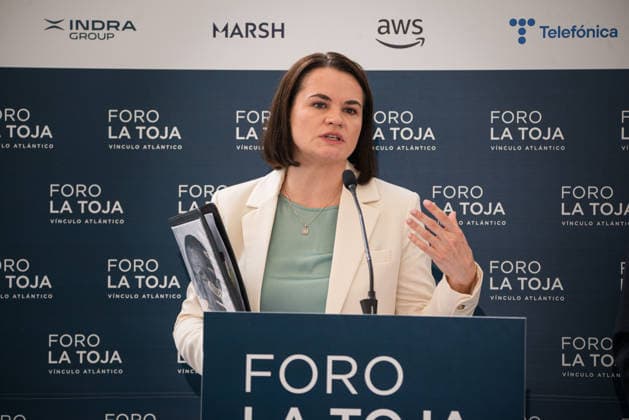 Third Day of the La Toja Vínculo Atlántico Forum Belarusian democratic opposition leader Svetlana Tikhanovskaya during the La Toja Vínculo Atlántico Forum on October 3, 2026, in O Grove, Pontevedra, Galicia, Spain. The La Toja Atlantic Link Forum is a renowned annual forum for debate and reflection focused on the defense of liberal democracy, the Atlantic link, and international cooperation. Founded in 2019 on the initiative of Josep Piqué, Amancio López Seijas, and the Hotusa Group, it brings together prominent political and business leaders, academics, and representatives of civil society on the island of La Toja. OCTOBER 3, 2026 Elena Ferná O Grove, Pontevedra, Galicia O Grove, Pontevedra, Galicia, Spain Copyright: xElenaxFernandezx 7817529