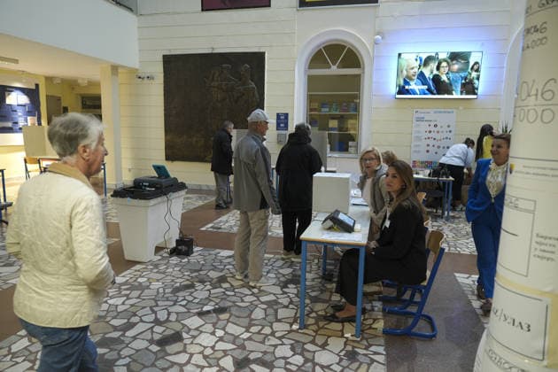 Voters cast ballots in Sarajevo as Bosnia and Herzegovina holds general elections SARAJEVO, BOSNIA AND HERZEGOVINA - OCTOBER 04: Voters cast their ballots as polling stations open for the 2026 General Elections in Sarajevo, Bosnia and Herzegovina on October 04, 2026. The nationwide vote features the inaugural use of new electoral technologies, including biometric voter identification, optical ballot scanners, and automated result transmission systems. Citizens are voting to elect members of the tripartite Presidency of Bosnia and Herzegovina, deputies to the Parliamentary Assembly, the Federation of BiH Parliament, the President and Vice Presidents of Republika Srpska, the National Assembly of Republika Srpska, and cantonal assemblies. Sami Copyright: x2026xAnadoluxSamirxJordamovicx