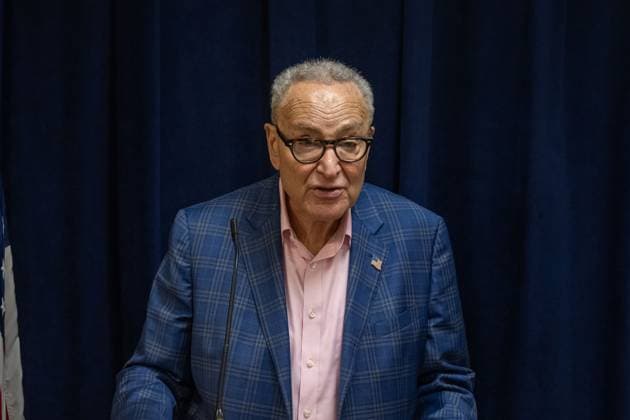 October 4, 2026, New York, New York, United States: U.S. Senator Chuck Schumer (D-NY) speaks.U.S. Senator Chuck Schumer (D-NY) calls for tighter rules and privacy safeguards around Flock Safety AI-powered license plate readers (ALPRs or LPRs), whose network has grown to more than 120,000 cameras across 49 states, according to the company, and continuously record passing vehicles movements without a warrant, probable cause, or even reasonable suspicion on October 04, 2026 in New York City. New York United States - ZUMAs197 20261004_aaa_s197_193 Copyright: xRonxAdarx