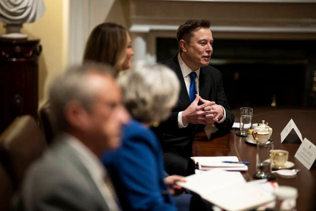 October 6, 2026, Washington, Dc, United States: U.S Department of Government Efficiency Director Elon Musk, right, speaks during a cabinet meeting chaired by U.S President Donald Trump, at the Cabinet Room of the White House, March 6, 2025 in Washington, D.C. Washington United States - ZUMAp138 20261006_zaa_p138_024 Copyright: xDanielxTorok WhitexHousex