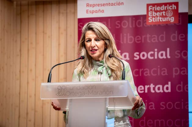Yolanda Díaz Speaks at the Event Democracy and International Solidarity The Second Vice President of the Government and Minister of Labor and the Social Economy, Yolanda Díaz, spoke during the event Democracy and International Solidarity: The Past, a Driving Force for Building the Future, on October 6, 2026, in Madrid, Spain. The event was held to mark the 50th anniversary of the German Friedrich Ebert Foundation (Friedrich Ebert Stiftung) delegation, FES in Spain. OCTOBER 6, 2026. YOLANDA ECONOMY DEMOCRACY MINISTER LABOR ON FOOT Madrid, Spain Copyright: xA.xPÃ rezxMecax 7825148
