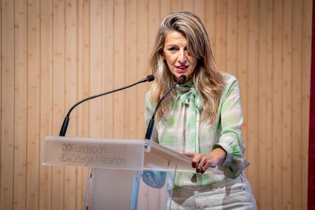 Yolanda Díaz Speaks at the Event Democracy and International Solidarity The Second Vice President of the Government and Minister of Labor and the Social Economy, Yolanda Díaz, spoke during the event Democracy and International Solidarity: The Past, a Driving Force for Building the Future, on October 6, 2026, in Madrid, Spain. The event was held to mark the 50th anniversary of the German Friedrich Ebert Foundation (Friedrich Ebert Stiftung) delegation, FES in Spain. OCTOBER 6, 2026. YOLANDA ECONOMY DEMOCRACY MINISTER LABOR ON FOOT Madrid, Spain Copyright: xA.xPÃ rezxMecax 7825152