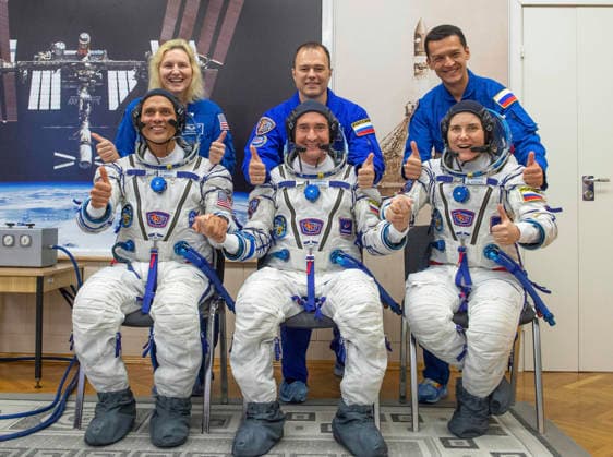 October 8, 2026, Baikonur, Kazakhstan: Baikonur, Kazakhstan. 14 July, 2026. Expedition 75 prime crew Anil Menon, Pyotr Dubrov and Anna Kikina, seated, pose with backup crew Deniz Burnham, Dmitry Petelin and Konstantin Borisov at the Baikonur Cosmodrome, July 14, 2026 in Baikonur, Kazakhstan. The prime crew launched to the International Space Station later that day. Baikonur Kazakhstan - ZUMAp138 20261008_zaa_p138_001 Copyright: xPavelxShvets Gctcx
