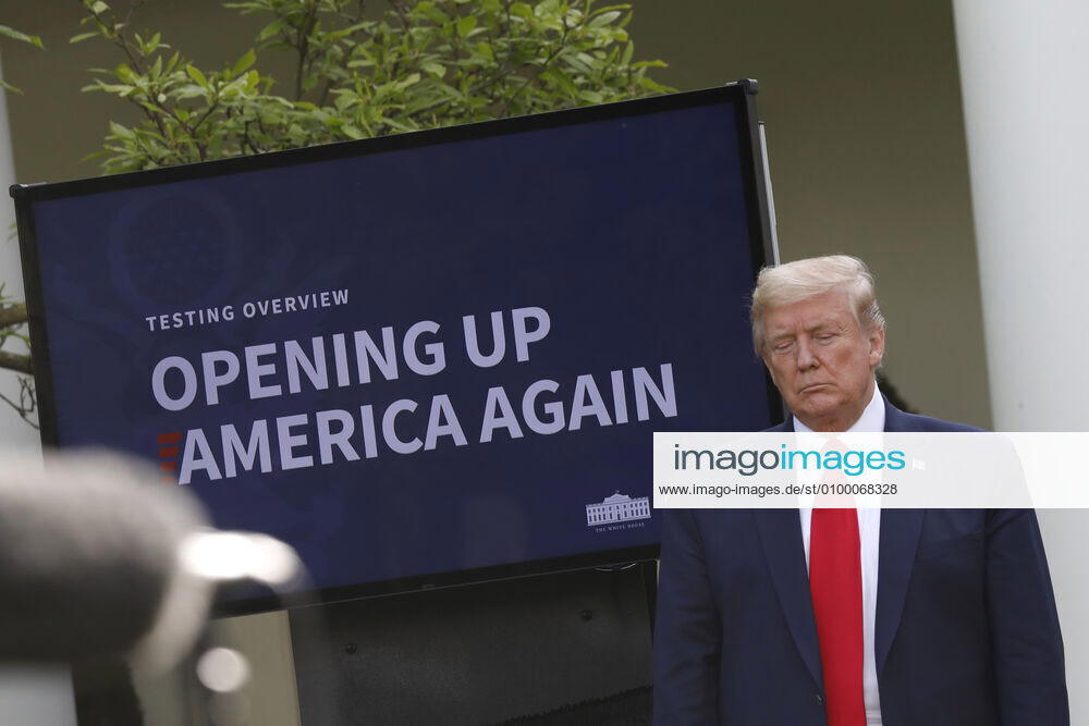 United States President Donald J. Trump waits for questions at a news conference in the Rose Garden at the White House in Washington on April 27, 2020. .Credit: Pool via CNP Washington USA - ZUMAs152 20200427_zaa_s152_051