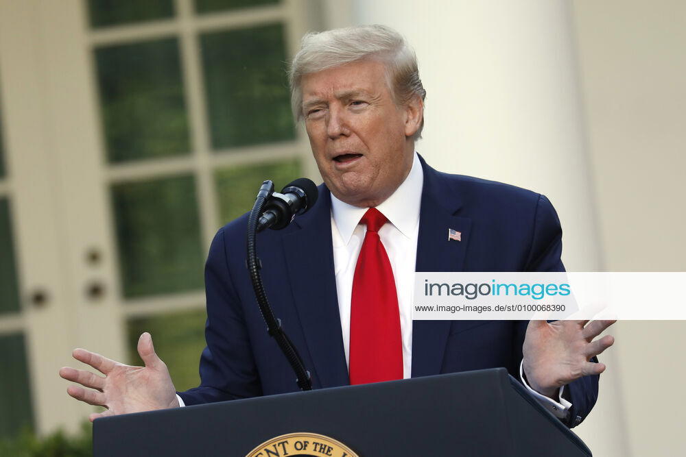 United States President Donald J. Trump speaks at a news conference in the Rose Garden at the White House in Washington on April 27, 2020. .Credit: Pool via CNP Washington USA - ZUMAs152 20200427_zaa_s152_065