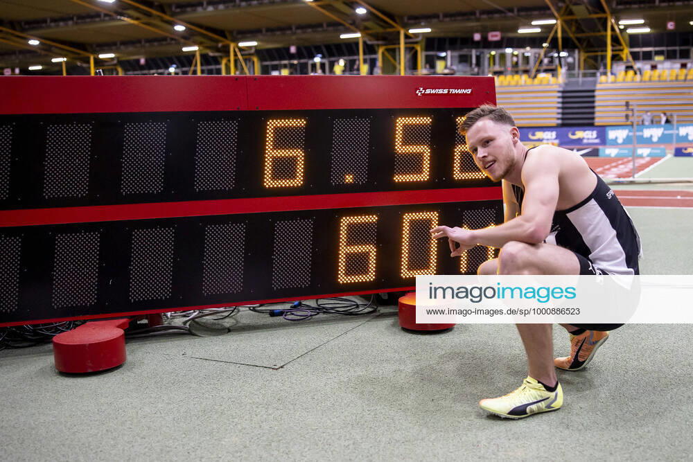 KW07 Deutsche Leichtathletik-Hallenmeisterschaften; Dortmund, 20.02.2021 Einstellung des Deutschen Hallenrekords über 60m: Kevin Kranz (Sprintteam Wetzlar); Deutsche Leichtathletik-Hallenmeisterschaften am 20.02.2021 in der Helmut-Koernig-Halle, Dortmund (Deutschland).