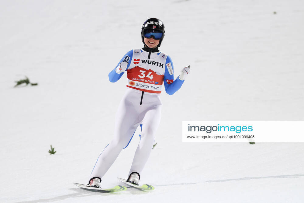 NORDIC SKIING - FIS Nordic World Ski Championships Oberstdorf 2021 OBERSTDORF,GERMANY,03.MAR.21 - NORDIC SKIING Ski jumping, Skispringen, Ski, nordisch - FIS Nordic World Ski Championships, large hill, ladies. Image shows the rejoicing of Maren Lundby (NOR). GEPAxpictures xChristianxWalgram