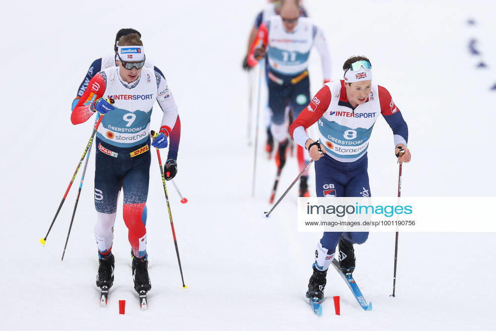 NORDIC SKIING - FIS Nordic World Ski Championships Oberstdorf 2021 OBERSTDORF,GERMANY,07.MAR.21 - NORDIC SKIING, CROSS COUNTRY SKIING - FIS Nordic World Ski Championships, 50km classic, men. Image shows Simen Hegstad Krueger (NOR) and Andrew Musgrave (GBR). GEPAxpictures xChristianxWalgram