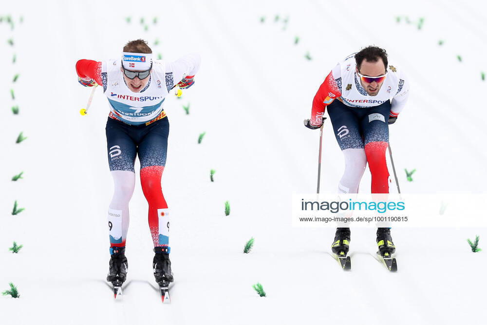 NORDIC SKIING - FIS Nordic World Ski Championships Oberstdorf 2021 OBERSTDORF,GERMANY,07.MAR.21 - NORDIC SKIING, CROSS COUNTRY SKIING - FIS Nordic World Ski Championships, 50km classic, men. Image shows Simen Hegstad Krueger and Hans Christer Holund (NOR). GEPAxpictures xChristianxWalgram