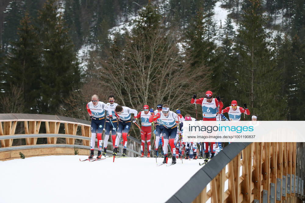 NORDIC SKIING - FIS Nordic World Ski Championships Oberstdorf 2021 OBERSTDORF,GERMANY,07.MAR.21 - NORDIC SKIING, CROSS COUNTRY SKIING - FIS Nordic World Ski Championships, 50km classic, men. Image shows the field with Simen Hegstad Krueger, Paal Golberg (NOR) and Alexey Chervotkin (RSF). GEPAxpictures xChristianxWalgram