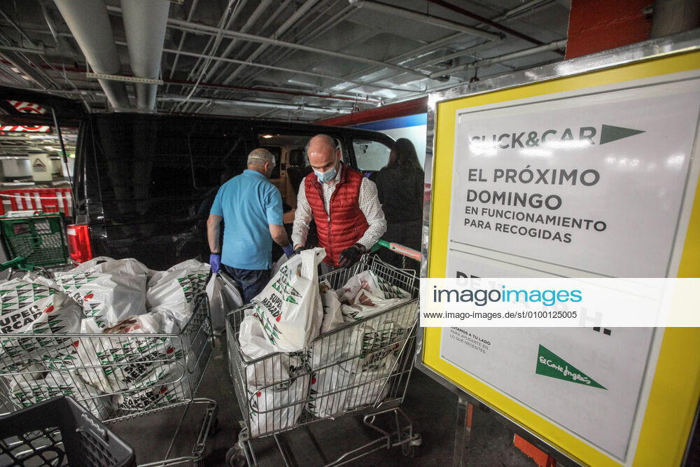 April 28, 2020 (Malaga) The Association Altamar de Malaga receives food and basic necessities in the Corteingles to be distributed to families with few resources due to the coronavirus crisis - ZUMAc161 20200428_zap_c161_054