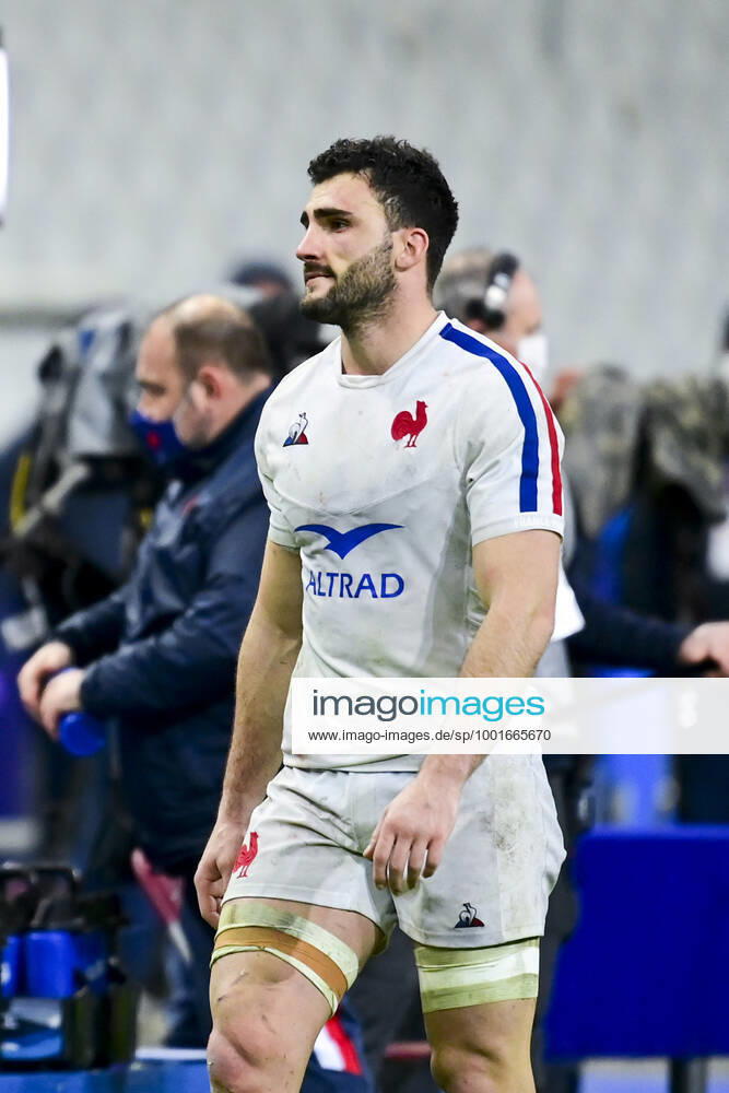 Deception des joueurs de l equipe de France apres l essai de Duhan Van Der Merwe (Ecosse) RUGBY : France vs Ecosse - Tournoi des 6 Nations - 26 03 2021 JBAutissier Panoramic