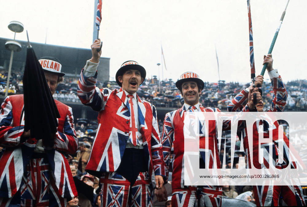 Football - 1972 UEFA European Football Championship Qualifying - Quarter Final Second Leg: West Germany 0 England 0 England fans cheers on their team in the Olympiastadion, West Berlin. Germany won the tie by an aggregate score of 3-1.
